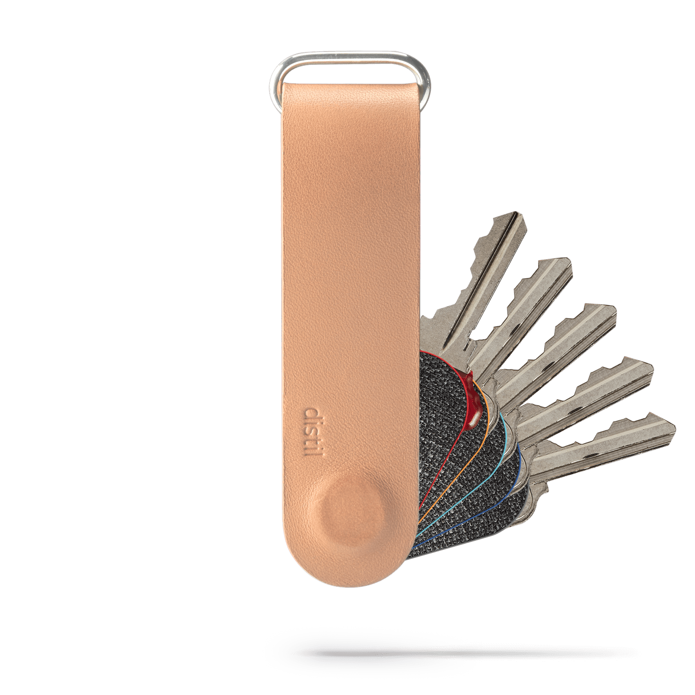 Sandy Beach leather KeyLoop magnetic key organizer showing 5 keys